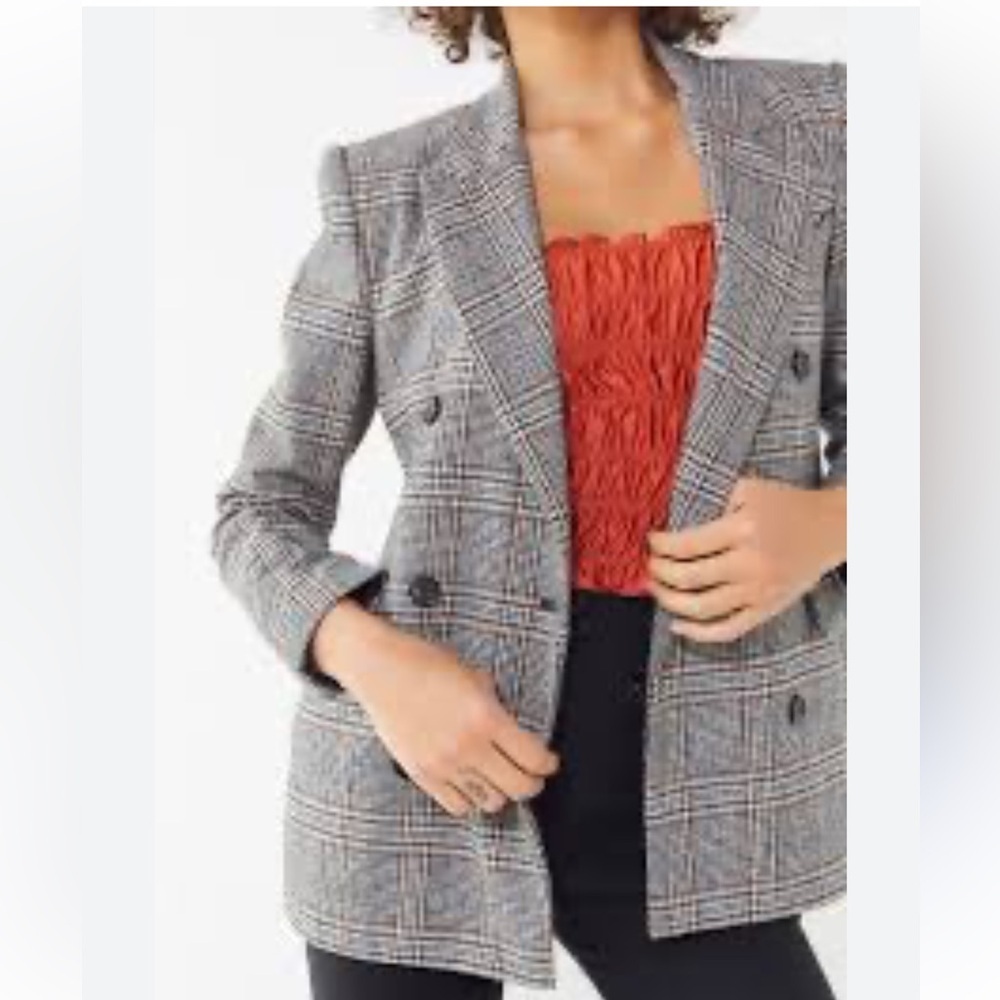 ASTR  Label Plaid Double Breasted Blazer Oversized Jacket Sz M Check Tailored*E4